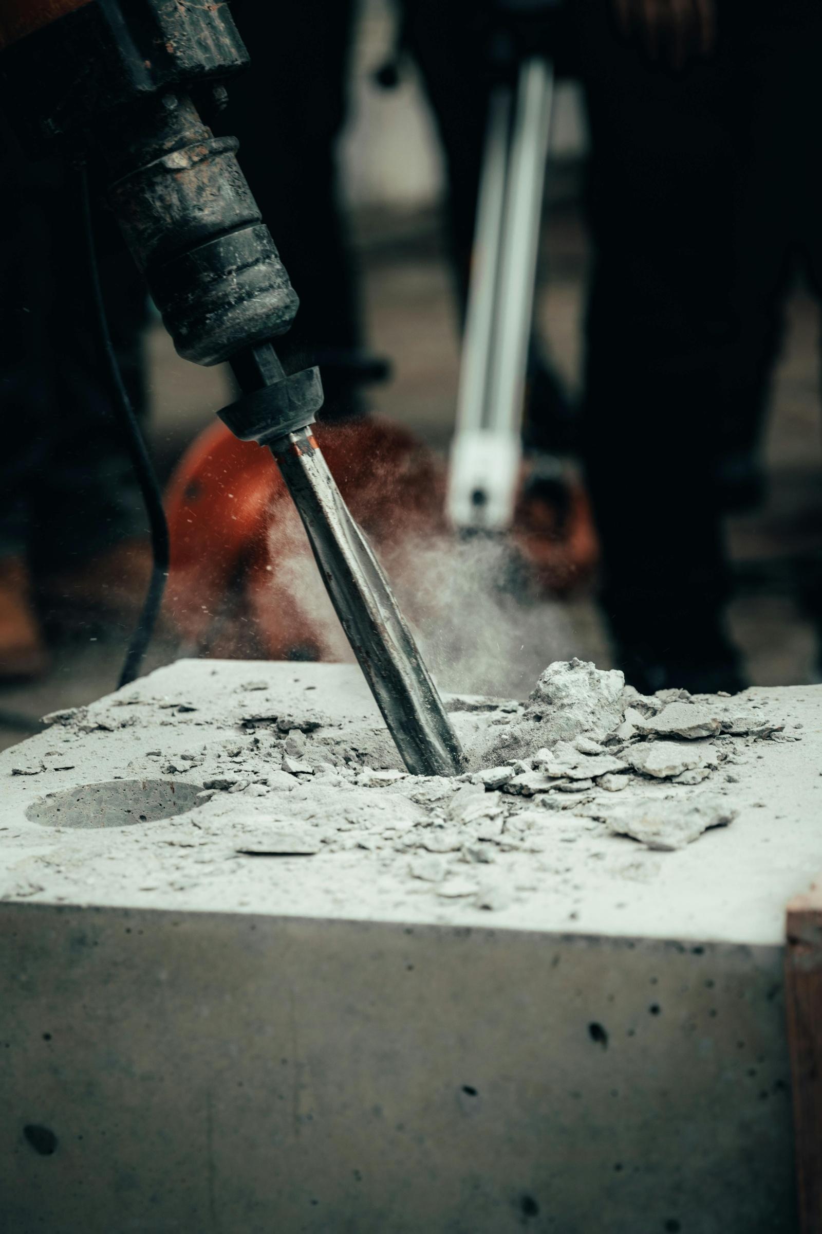 Drill bit into concrete 