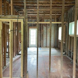 Full gut preparation for insulation and drywall.