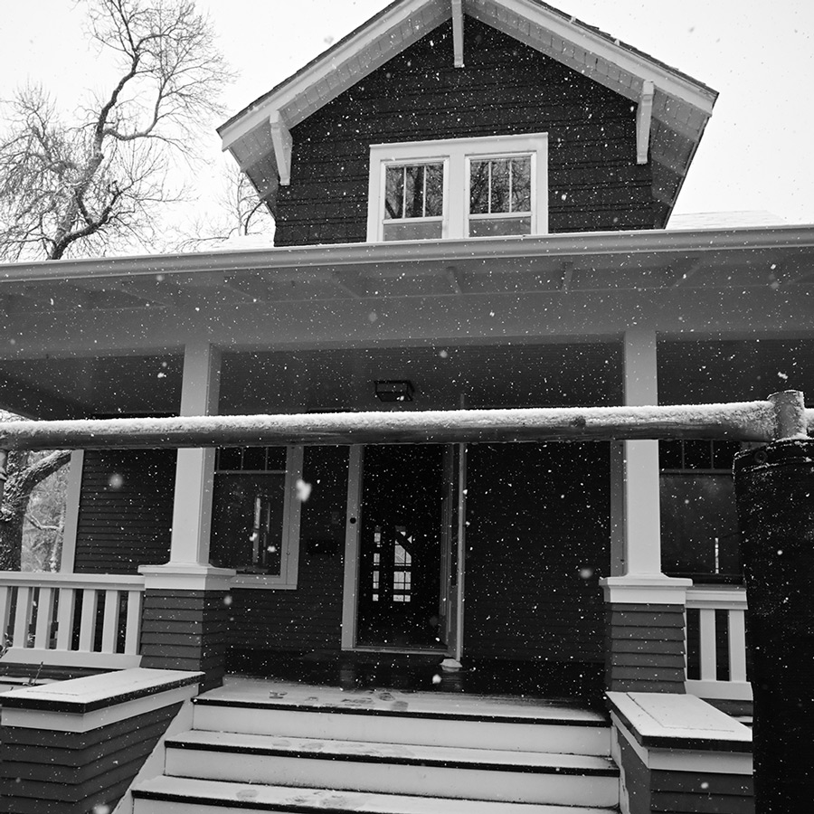 Old home in Bozeman MT in the snow