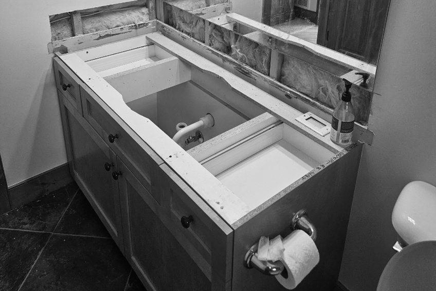 Bathroom counter top demo in Bozeman MT