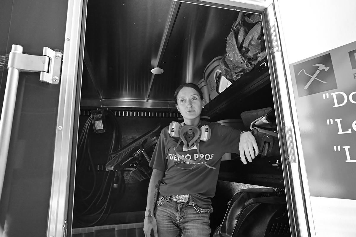 Bozeman Based Demolition Company Team Member in Trailer